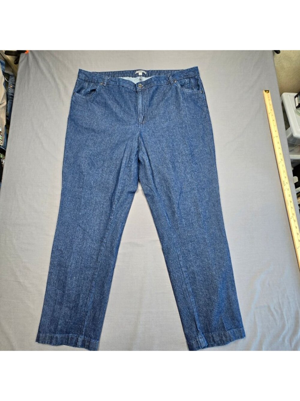 Jessica London 22W Womens Cotton Denim Jeans Blue Straight Lef
